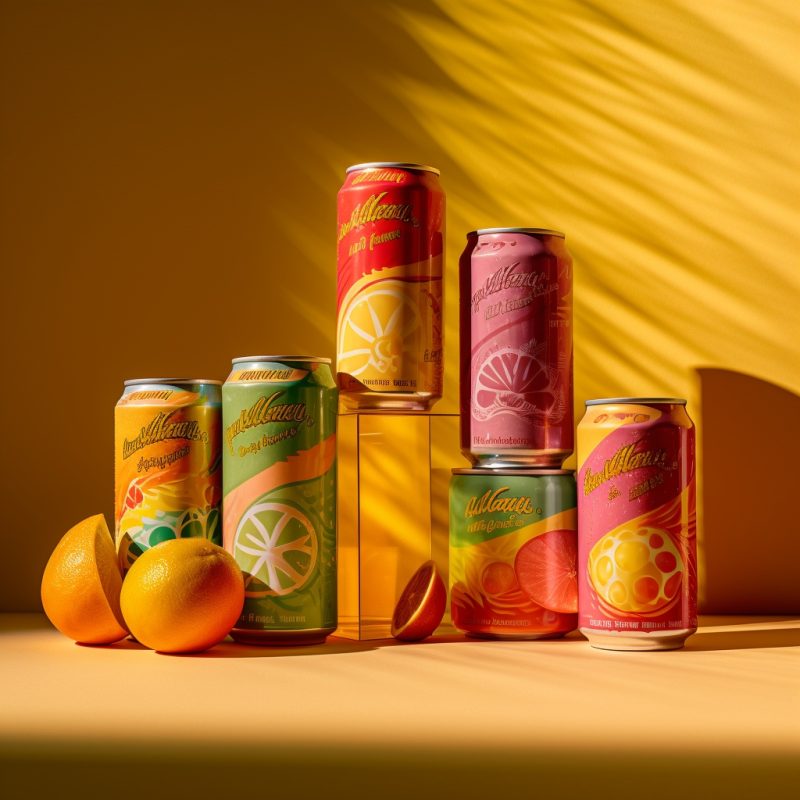 果汁罐：高质量产品摄影中的明亮色调-AI工具研究所