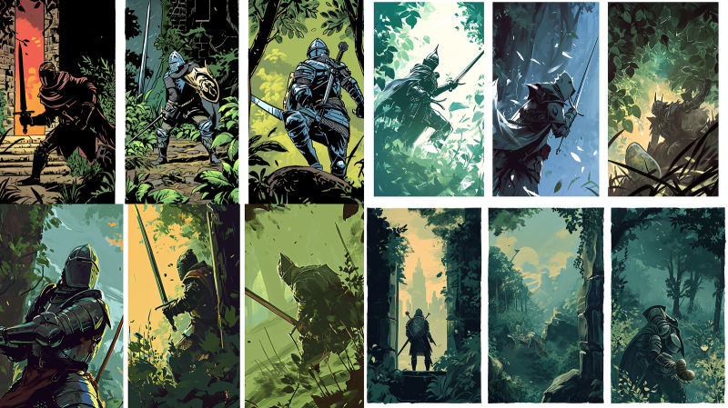 一个三幅面板的漫画故事：坚韧骑士-AI工具研究所