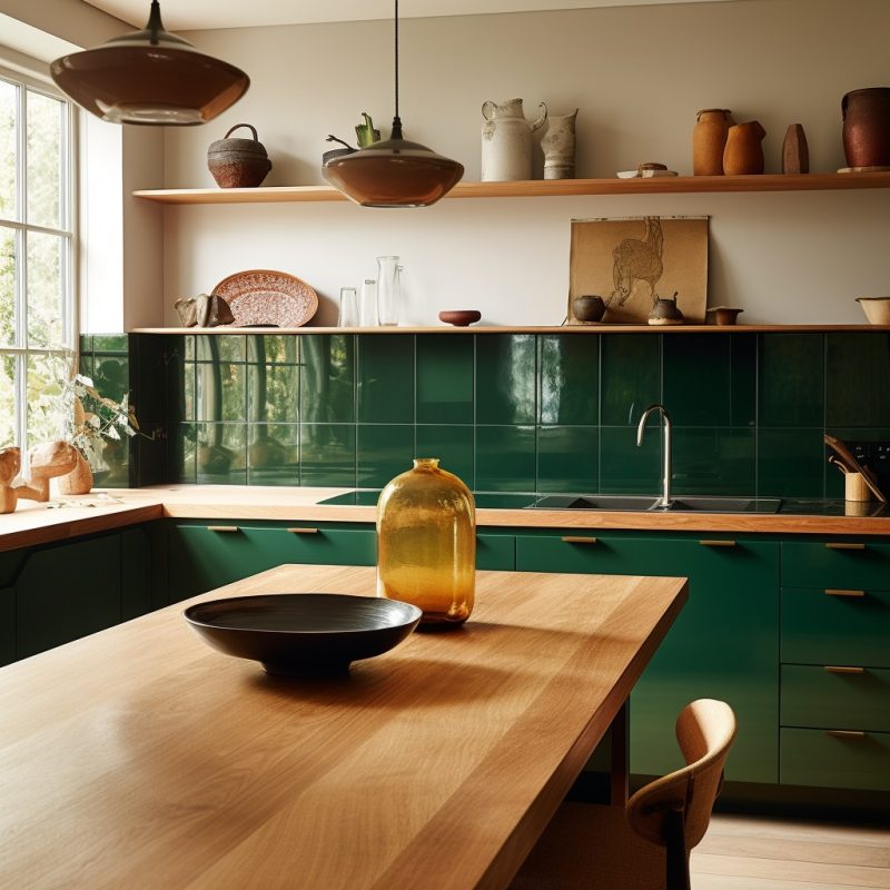 现代极简：白橡木台面的厨房,70年代风格-AI工具研究所